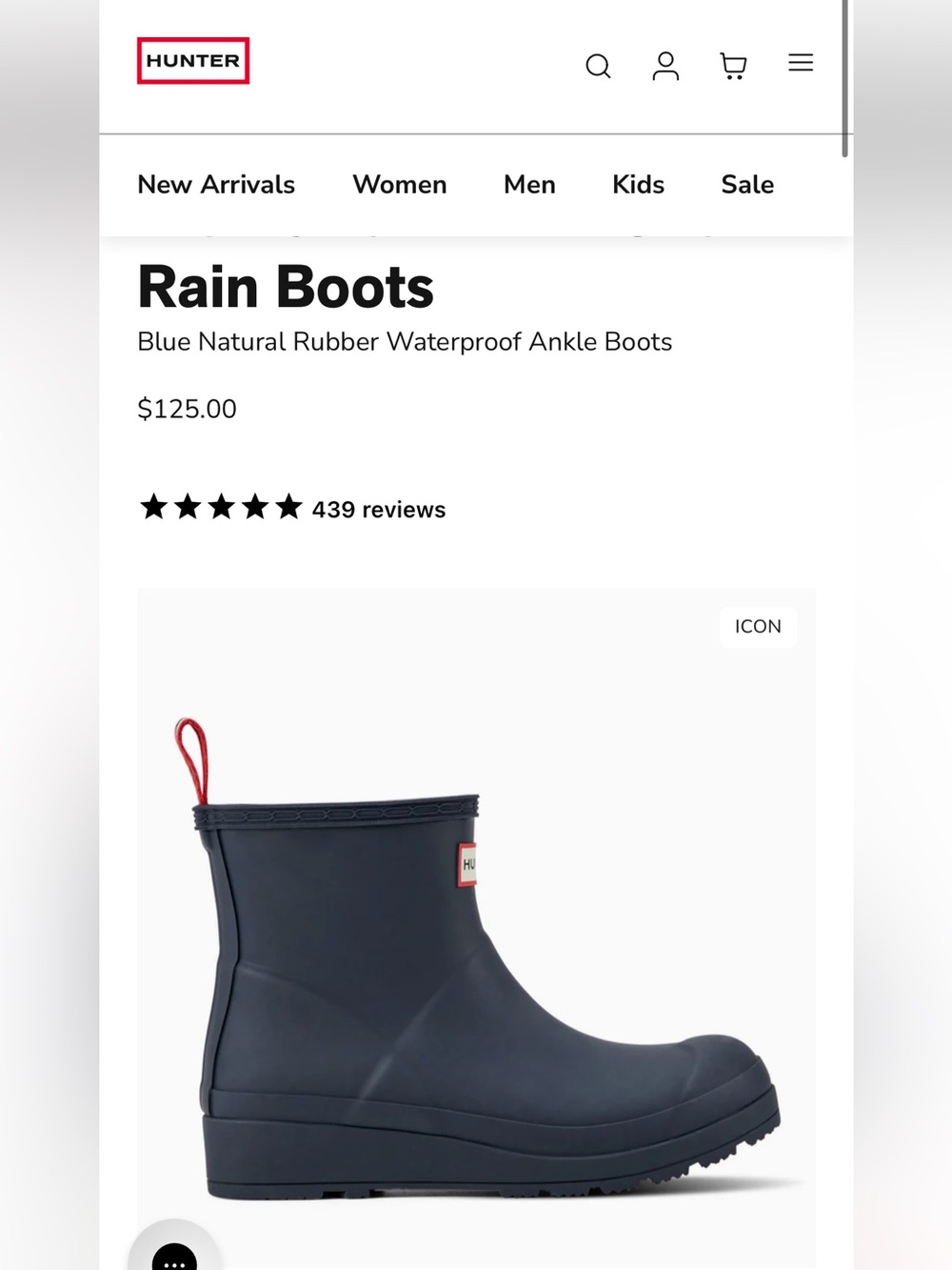 Hunter PLAY Short Rain Boots Valtameri Blue Short Rain Boot 7US 38EU Waterproof - Picture 12 of 12
